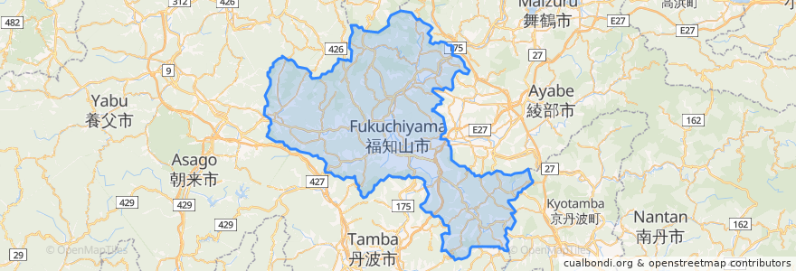 Mapa de ubicacion de 福知山市.