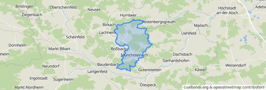 Mapa de ubicacion de Münchsteinach.