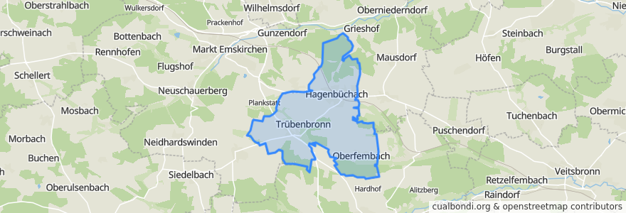 Mapa de ubicacion de Hagenbüchach.