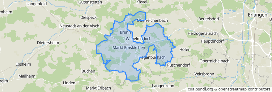 Mapa de ubicacion de Emskirchen.