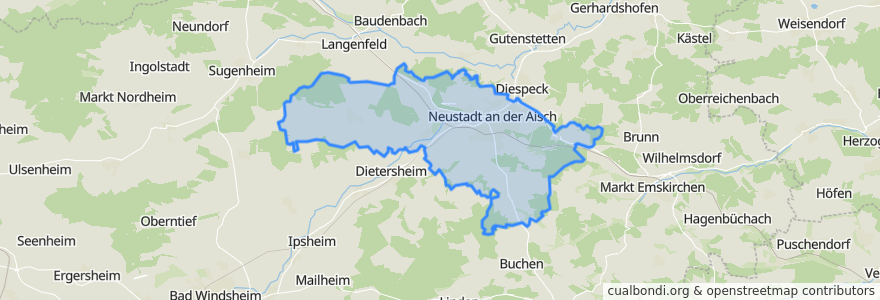 Mapa de ubicacion de Neustadt an der Aisch.