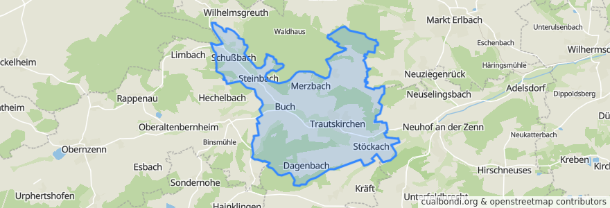 Mapa de ubicacion de Trautskirchen.