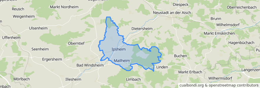 Mapa de ubicacion de Ipsheim.