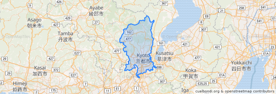 Mapa de ubicacion de 京都市.