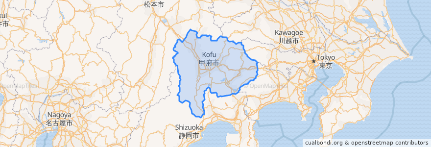 Mapa de ubicacion de Yamanashi Prefecture.