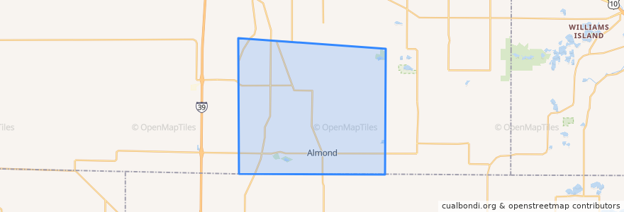 Mapa de ubicacion de Town of Almond.