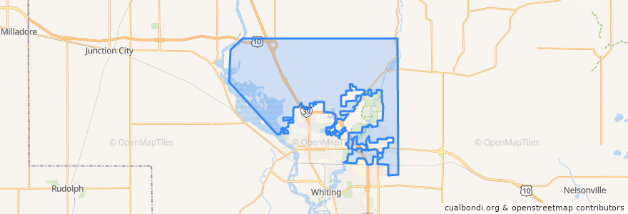 Mapa de ubicacion de Town of Hull.