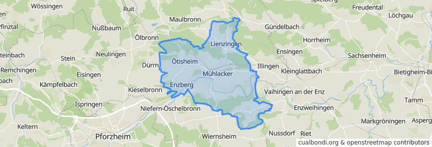 Mapa de ubicacion de VVG der Stadt Mühlacker.