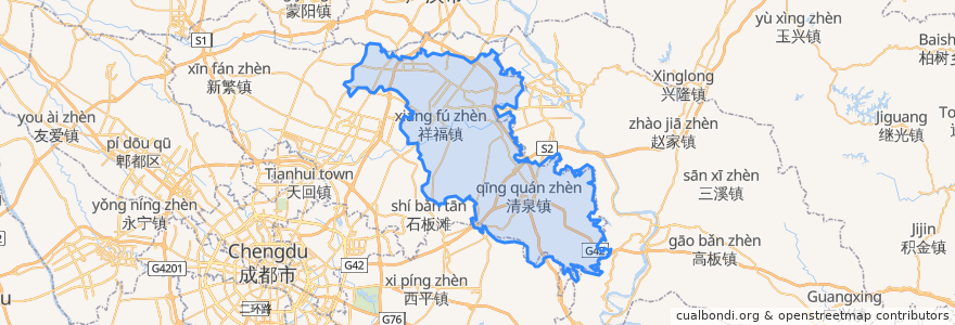 Mapa de ubicacion de 青白江区.