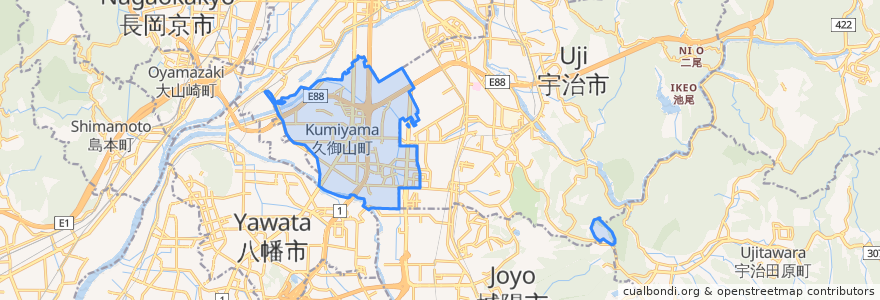 Mapa de ubicacion de 久御山町.