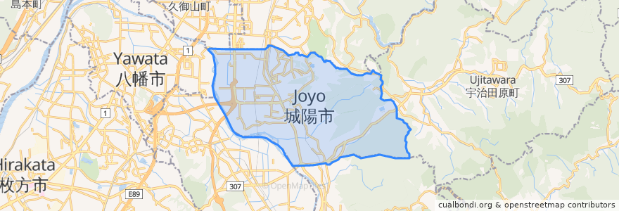 Mapa de ubicacion de 城陽市.