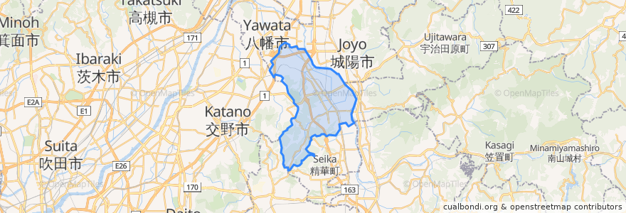 Mapa de ubicacion de 京田辺市.