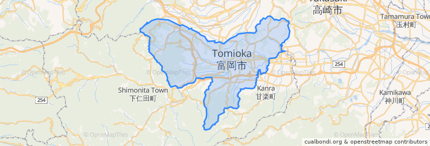 Mapa de ubicacion de 富岡市.