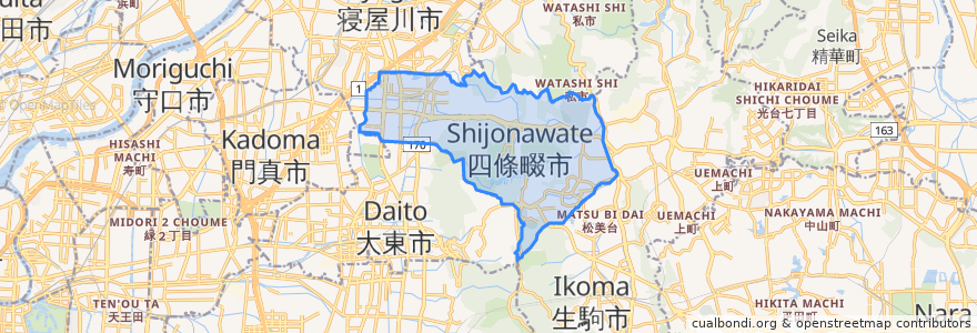 Mapa de ubicacion de Shijonawate.