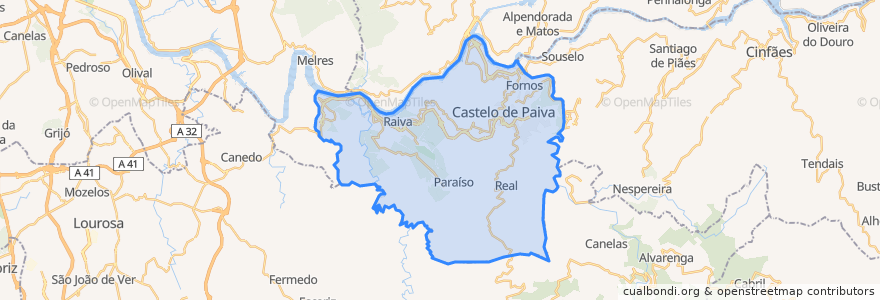 Mapa de ubicacion de Castelo de Paiva.