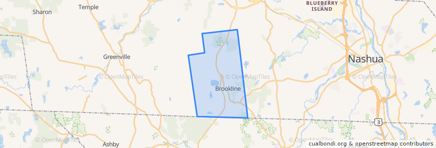 Mapa de ubicacion de Brookline.