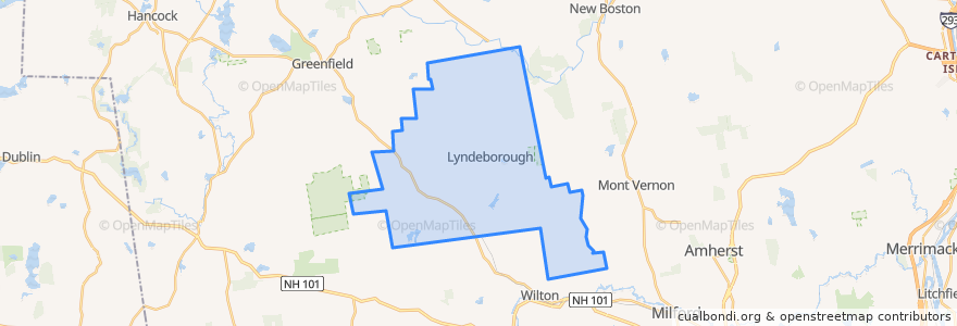 Mapa de ubicacion de Lyndeborough.