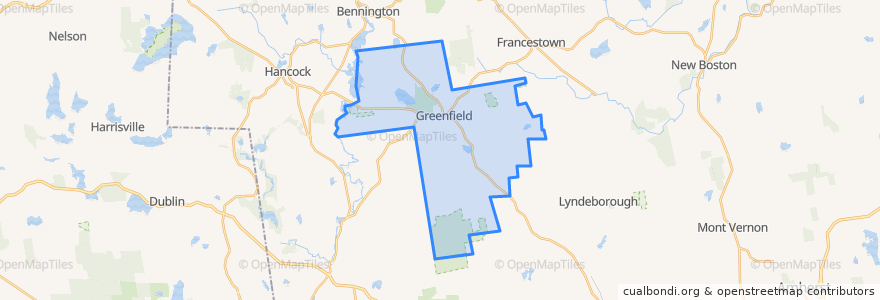 Mapa de ubicacion de Greenfield.