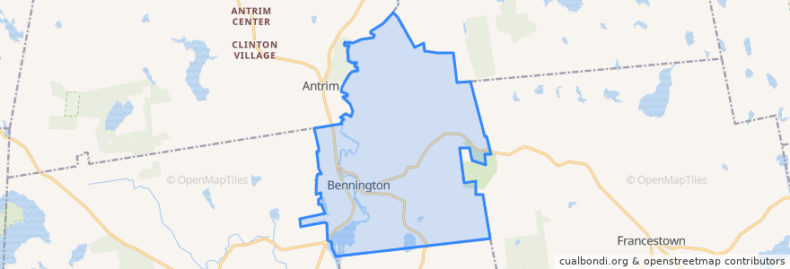 Mapa de ubicacion de Bennington.