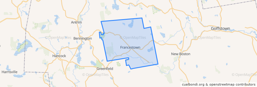 Mapa de ubicacion de Francestown.