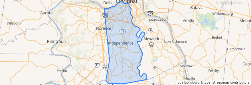 Mapa de ubicacion de Kenton County.