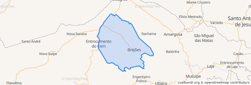 Mapa de ubicacion de Brejões.