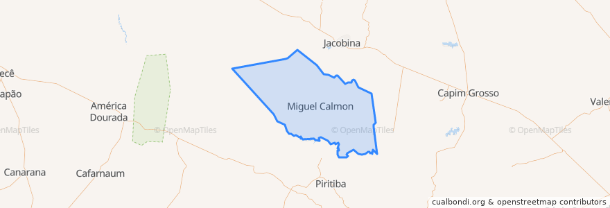 Mapa de ubicacion de Miguel Calmon.