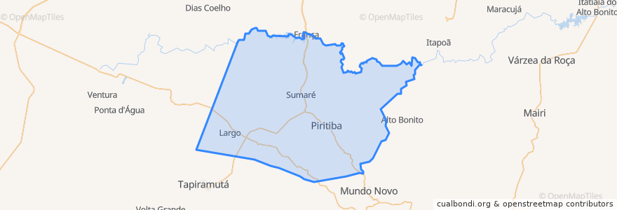 Mapa de ubicacion de Piritiba.