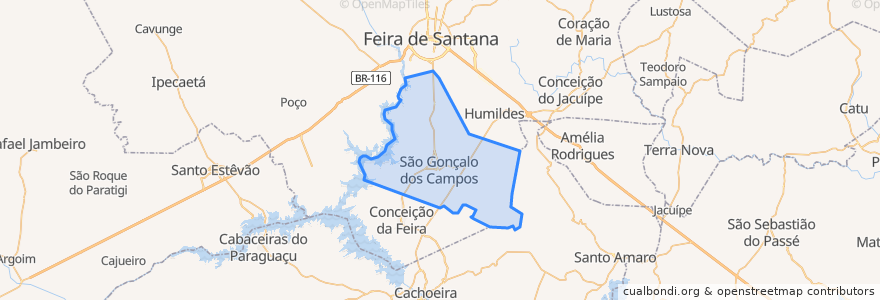 Mapa de ubicacion de São Gonçalo dos Campos.