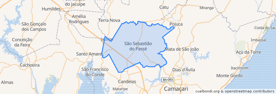 Mapa de ubicacion de São Sebastião do Passé.