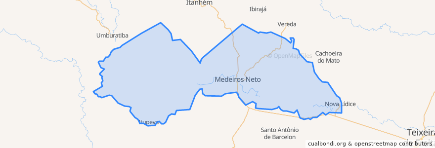 Mapa de ubicacion de Medeiros Neto.