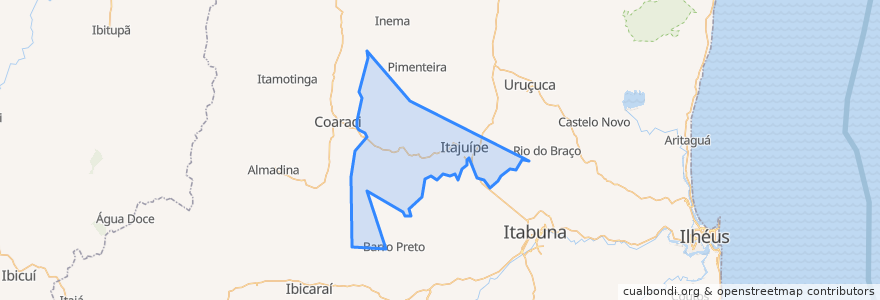 Mapa de ubicacion de Itajuípe.