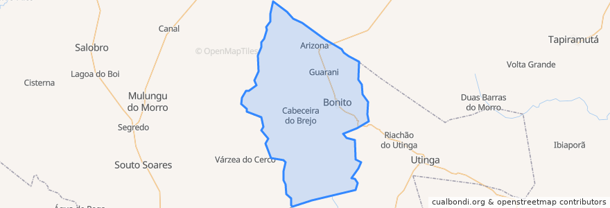 Mapa de ubicacion de Bonito.