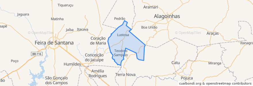 Mapa de ubicacion de Teodoro Sampaio.