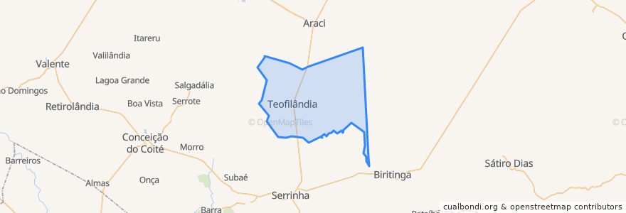 Mapa de ubicacion de Teofilândia.