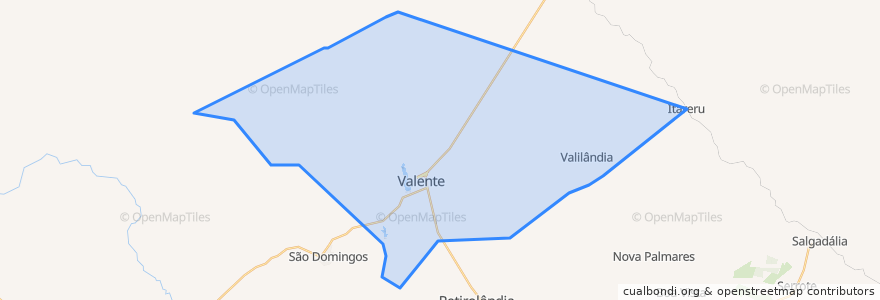 Mapa de ubicacion de Valente.