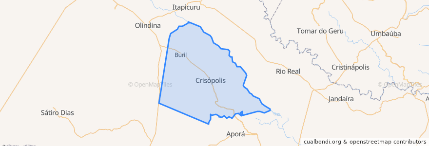 Mapa de ubicacion de Crisópolis.