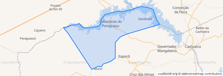 Mapa de ubicacion de Cabaceiras do Paraguaçu.