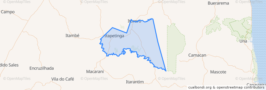 Mapa de ubicacion de Itapetinga.