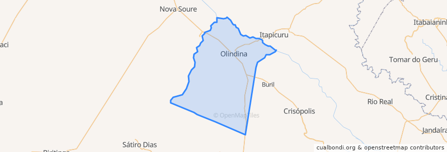 Mapa de ubicacion de Olindina.