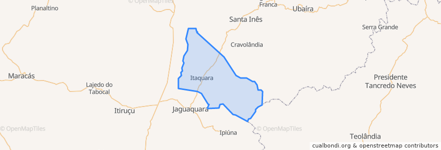 Mapa de ubicacion de Itaquara.