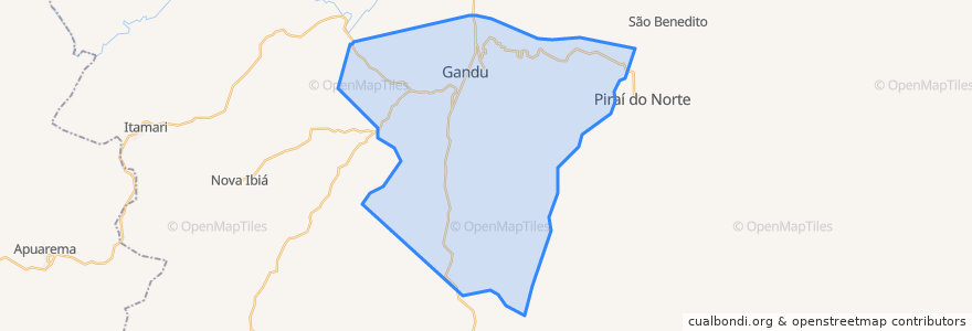 Mapa de ubicacion de Gandu.