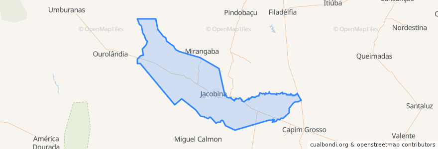 Mapa de ubicacion de Jacobina.