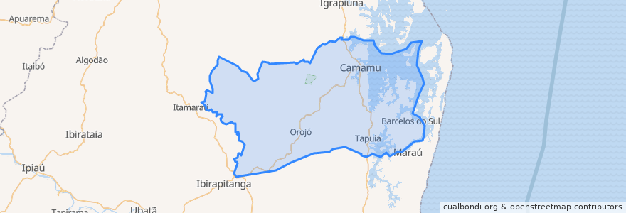 Mapa de ubicacion de Camamu.