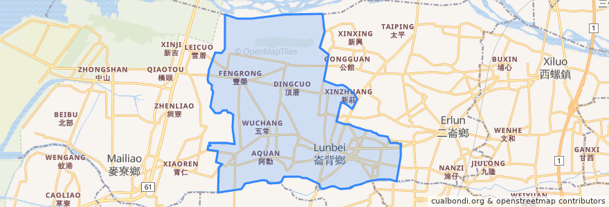 Mapa de ubicacion de 崙背鄉.