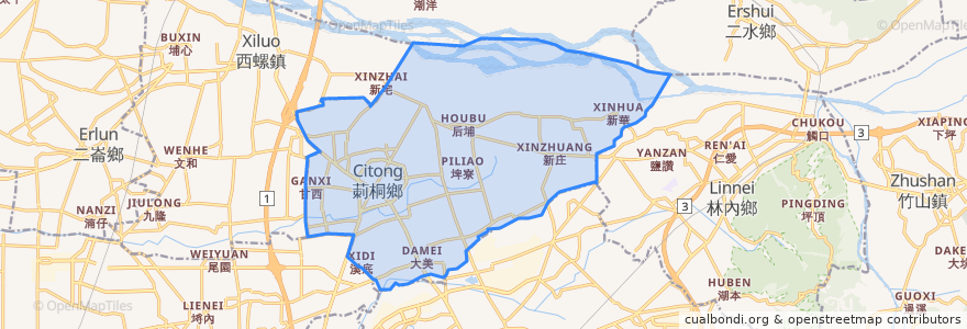 Mapa de ubicacion de 莿桐鄉.