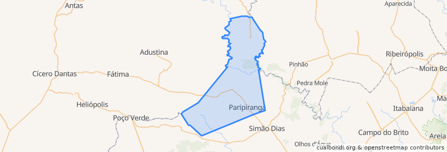 Mapa de ubicacion de Paripiranga.