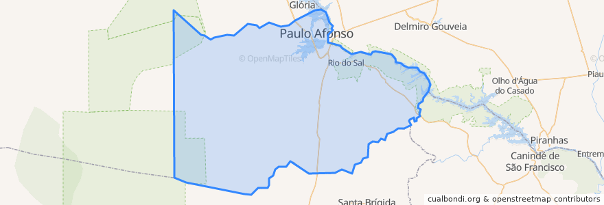 Mapa de ubicacion de Paulo Afonso.