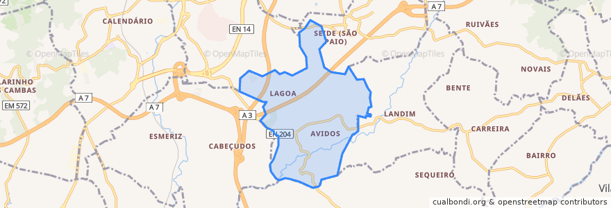 Mapa de ubicacion de Avidos e Lagoa.