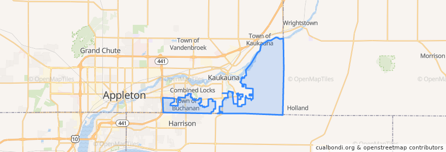 Mapa de ubicacion de Town of Buchanan.